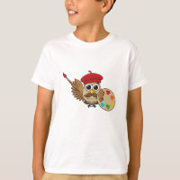 Cute Painter Owl Cartoon