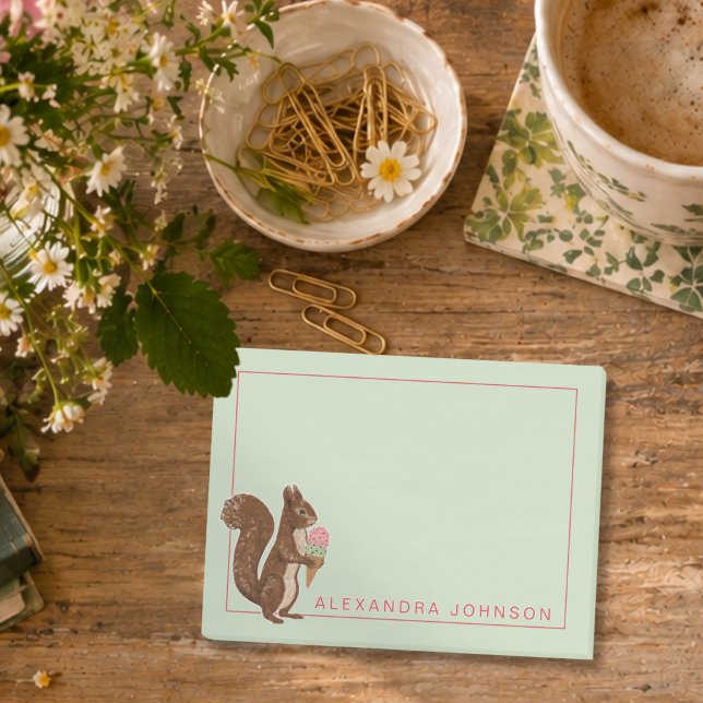 Cute Painterly Squirrel with Ice Cream Post-it Notes (Creator Uploaded)