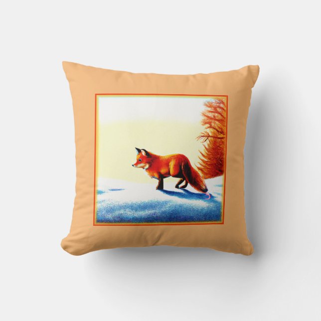 Cute Painting Of a Red Fox. Buy Now Throw Pillow (Front)