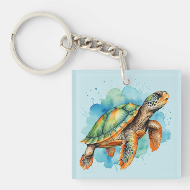 Cute Painting Turtle Keychain (Front)