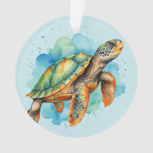 Cute Painting Turtle Ornament