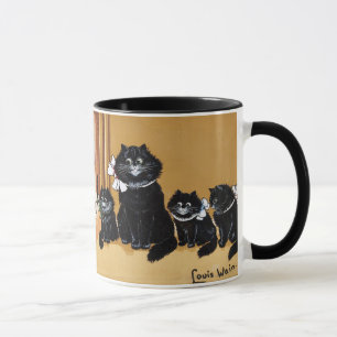 Cute Pair of Black Cats Painting by Louis Wain Mug
