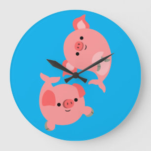 Cute Pair of Cartoon Merpigs Large Clock