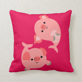 Cute Pair of Cartoon Merpigs Throw Pillow