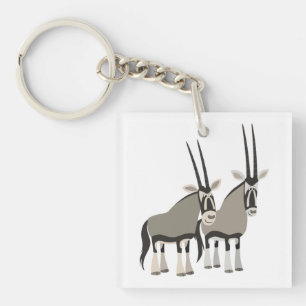 Cute Pair of Cartoon Oryxes Acrylic Keychain