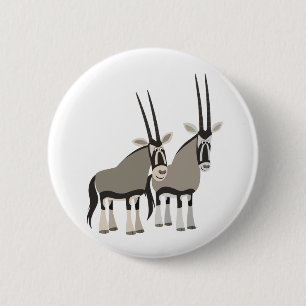 Cute Pair of Cartoon Oryxes Button Badge