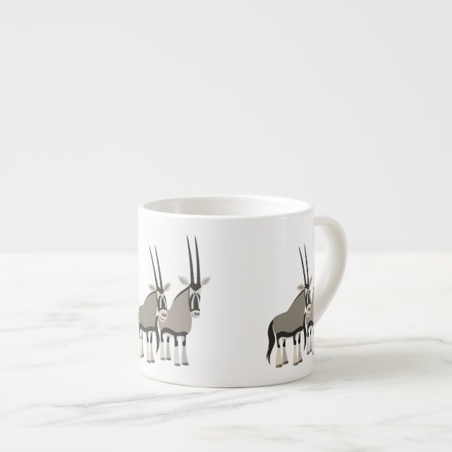 Cute Pair of Cartoon Oryxes Espresso Cup (Front Right)