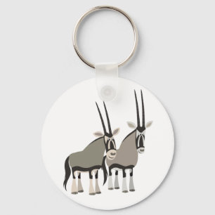 Cute Pair of Cartoon Oryxes Keychain
