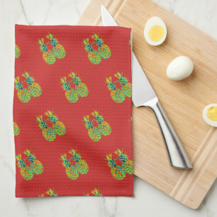 CUTE Pair Pineapple Pattern Kitchen Towel