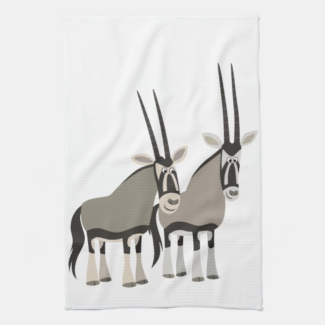 Cute paire de caricatures Oryxes Serviette de cuis (Vertical)