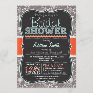 Cute Paisley Chalkboard look Bridal Shower Invitation
