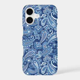 Cute Paisley Floral Pattern Navy Blue Background