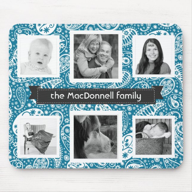 Cute Paisley Pattern Instagram Photo Collage Mouse Pad (Front)