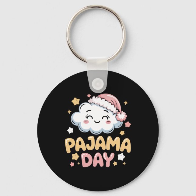 Cute Pajama Day Cloud Cartoon Art Keychain (Front)