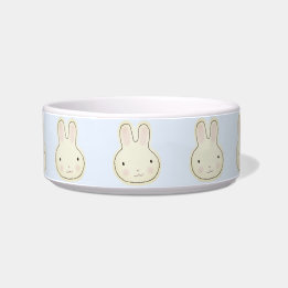 Cute pale blue cream bunny cartoon pattern bowl