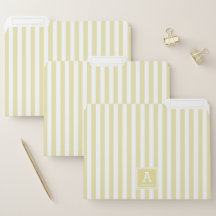 Cute Pale Goldenrod Stripes Monogrammed Initials