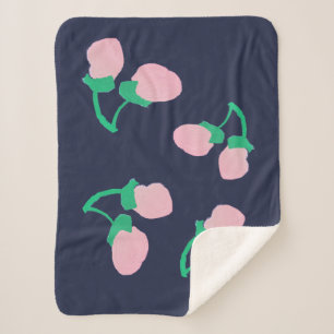 Cute Pale Pink Berries Minimalistic Blanket