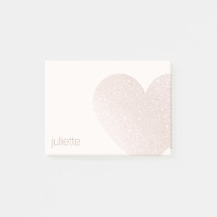 Cute Pale Pink Glitter Heart Post-it Notes
