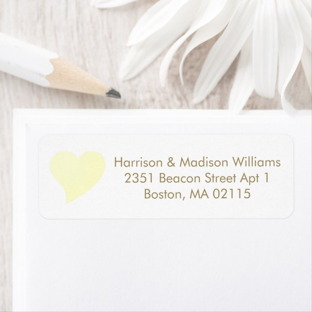 Cute pale yellow heart custom Return Address (Insitu)