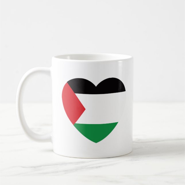 cute palestine flag heart graphic design coffee mug (Left)