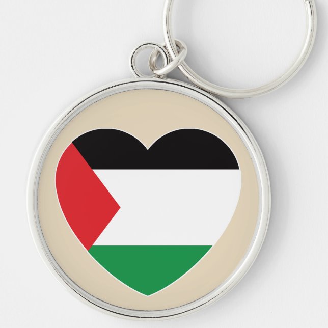 cute palestine flag heart graphic design keychain (Front)