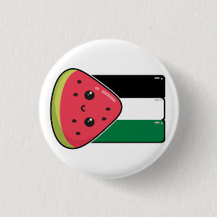 Cute Palestine flag with watermelon-Free Palestin  1 Inch Round Button