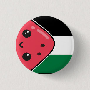 Cute Palestine flag with watermelon-Free Palestin  1 Inch Round Button