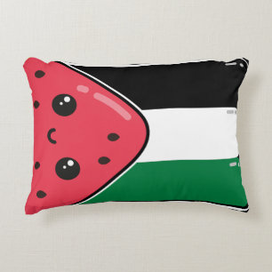 Cute Palestine flag with watermelon-Free Palestin Accent Pillow