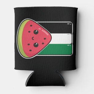 Cute Palestine flag with watermelon-Free Palestin  Can Cooler