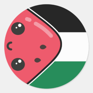 Cute Palestine flag with watermelon-Free Palestin  Classic Round Sticker