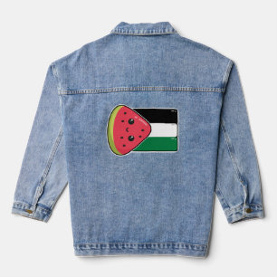 Cute Palestine flag with watermelon-Free Palestin Denim Jacket