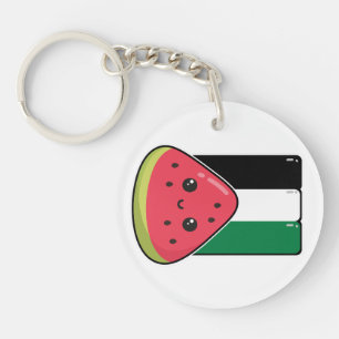 Cute Palestine flag with watermelon-Free Palestin Keychain