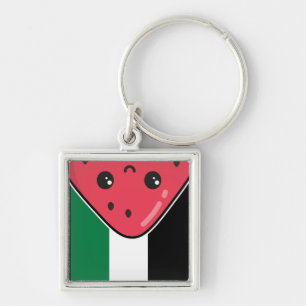 Cute Palestine flag with watermelon-Free Palestin Keychain