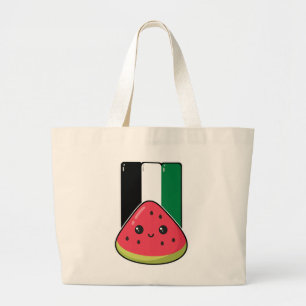 Cute Palestine flag with watermelon-Free Palestin Large Tote Bag