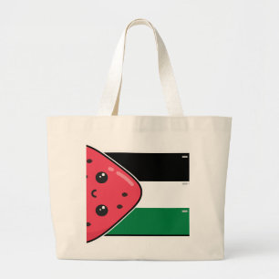 Cute Palestine flag with watermelon-Free Palestin  Large Tote Bag