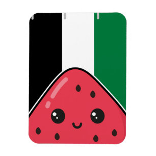 Cute Palestine flag with watermelon-Free Palestin  Magnet