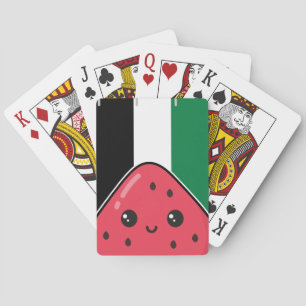 Cute Palestine flag with watermelon-Free Palestin  Playing Cards