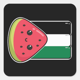 Cute Palestine flag with watermelon-Free Palestin  Square Sticker