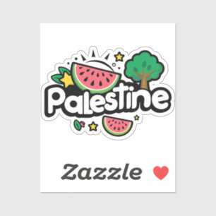 Cute Palestine word surrounded by watermelons tree