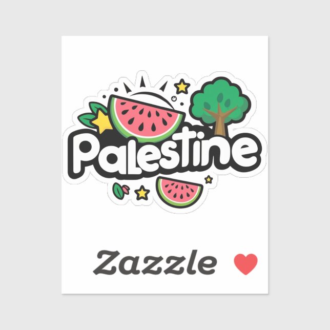 Cute Palestine word surrounded by watermelons tree (Sheet)