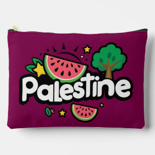 Cute Palestine word surrounded by watermelons tree Accessory Pouch