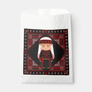 cute Palestinian girl Embroidery red tatreez   Favour Bag