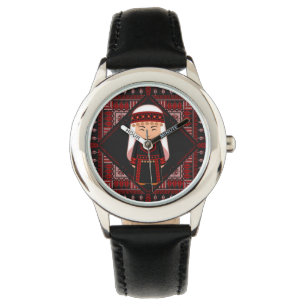cute Palestinian girl Embroidery red tatreez   Watch
