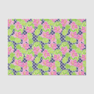 Cute Palm Beach Tropical Flowers & Pineapples Tissue Paper