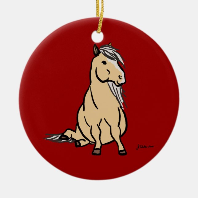 Cute Palomino Pony Ceramic Ornament (Front)