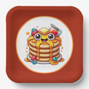 Cute pancake breakfast party paper plate