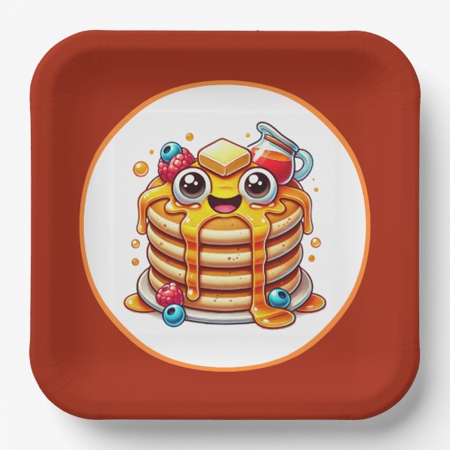 Cute pancake breakfast party paper plate (Front)