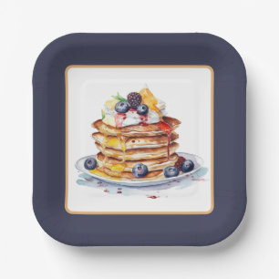 Cute pancake breakfast party paper plate