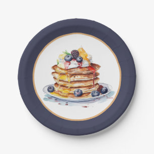 Cute pancake breakfast party paper plate