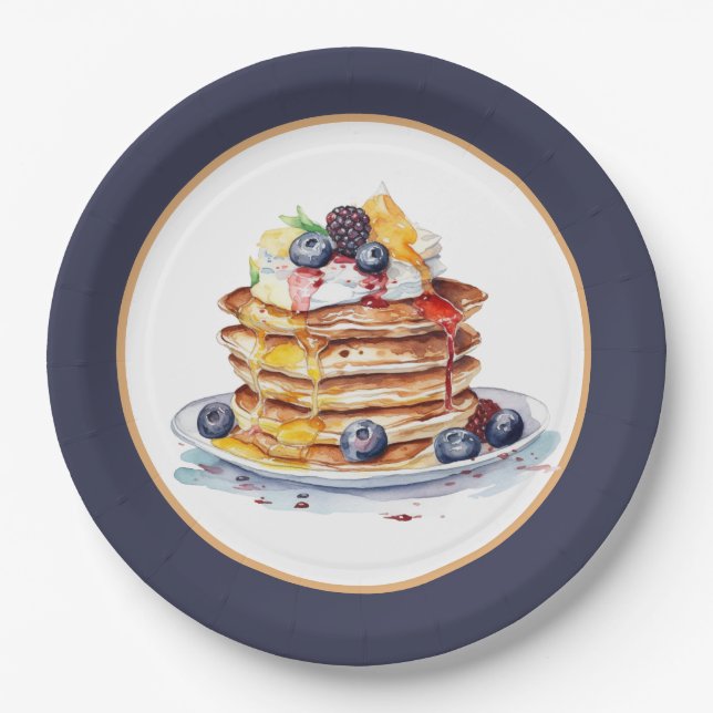Cute pancake breakfast party paper plate (Front)